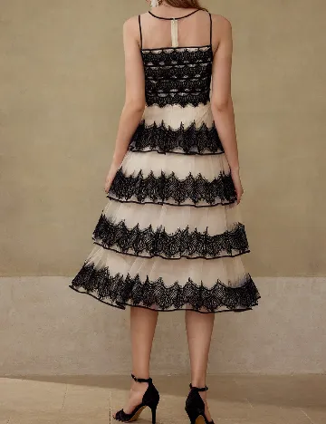Rochie medie MOTF, crem/negru