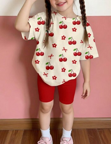 Compleu Shein Kids, rosu/crem