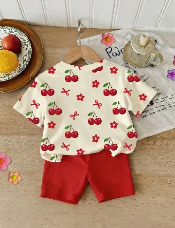Compleu Shein Kids, rosu/crem
