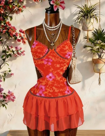 Rochie scurta SHEIN, portocaliu
