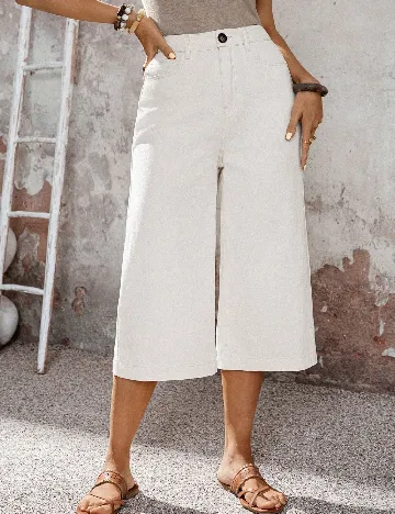 Pantaloni trei sferturi SHEIN, alb