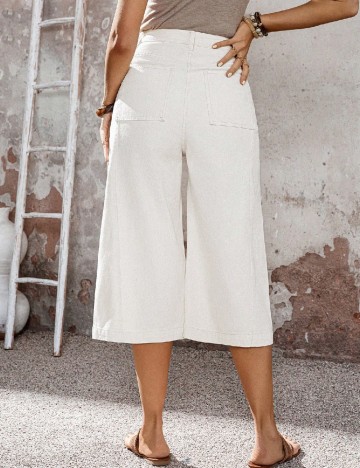Pantaloni trei sferturi SHEIN, alb