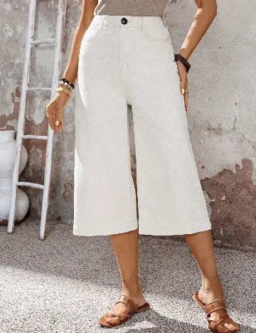 Pantaloni trei sferturi SHEIN, alb