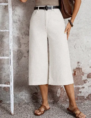 Pantaloni trei sferturi SHEIN, alb