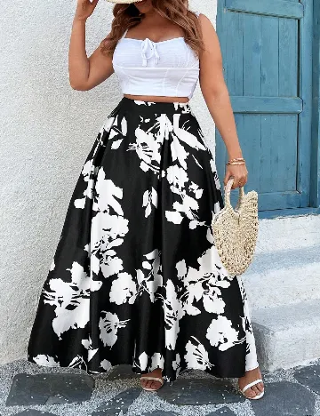 Fusta SHEIN CURVE, negru/alb