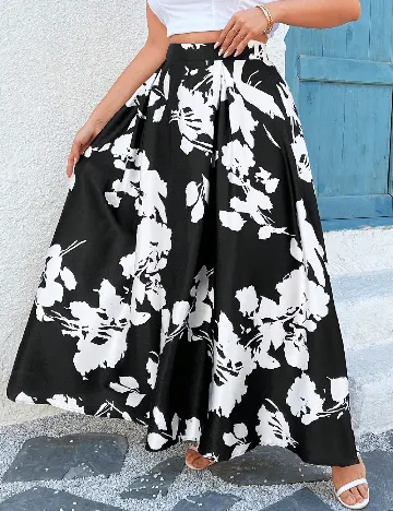 Fusta SHEIN CURVE, negru/alb