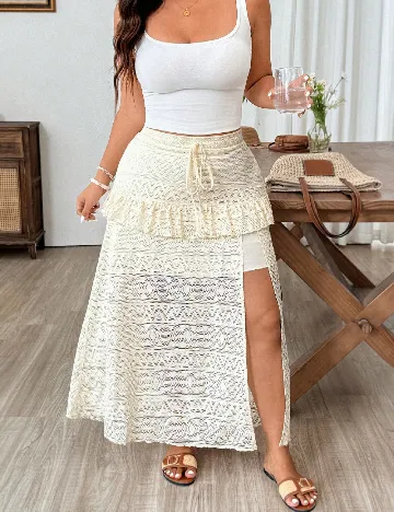 Fusta SHEIN CURVE, ecru