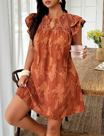 Rochie scurta SHEIN CURVE, caramiziu