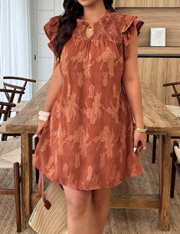 Rochie scurta SHEIN CURVE, caramiziu