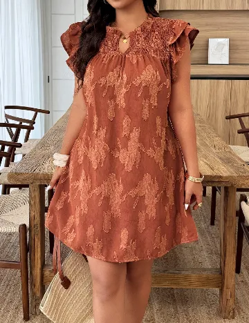 Rochie scurta SHEIN CURVE, caramiziu