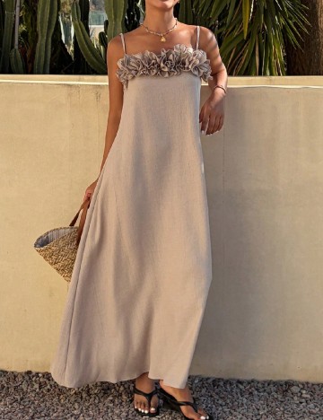 Rochie lunga Dazy, bej