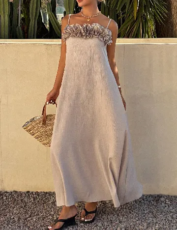 Rochie lunga Dazy, bej
