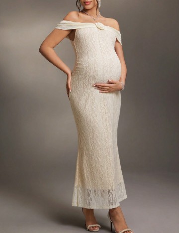 Rochie medie SHEIN Maternity, crem