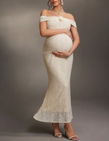 Rochie medie SHEIN Maternity, crem