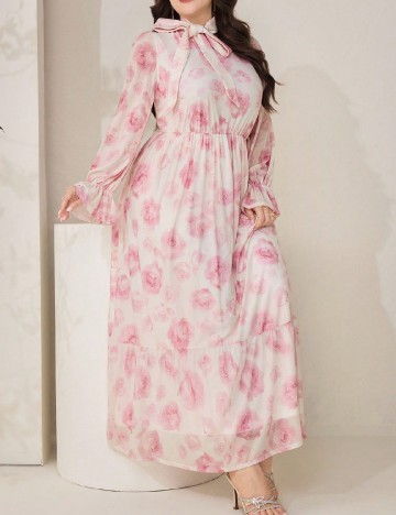 Rochie lunga SHEIN CURVE, floral print