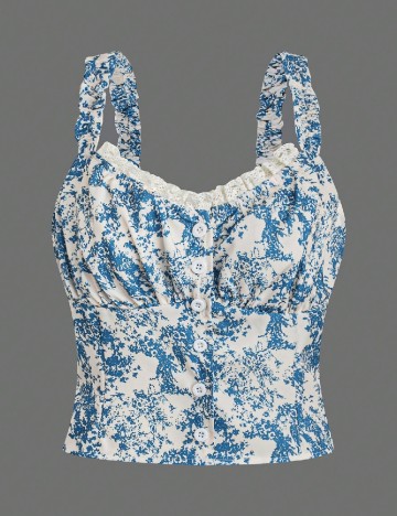 Top SHEIN, albastru/alb