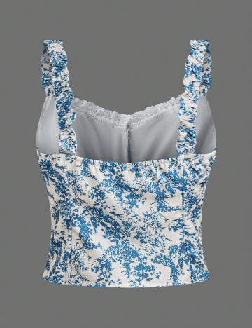 Top SHEIN, albastru/alb