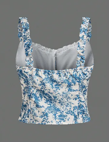 Top SHEIN, albastru/alb