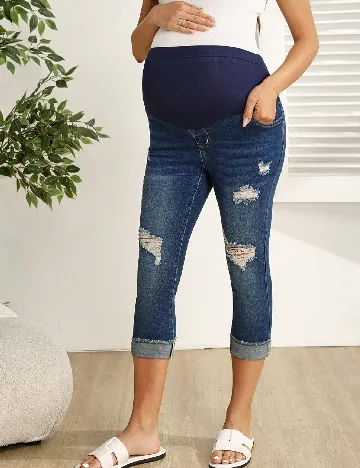 Pantaloni trei sferturi SHEIN Maternity, albastru