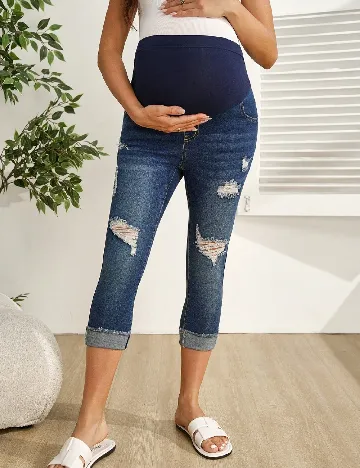 Pantaloni trei sferturi SHEIN Maternity, albastru