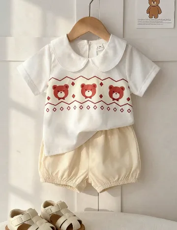 Compleu Shein Kids, alb/crem