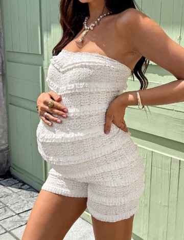Salopeta SHEIN Maternity, alb