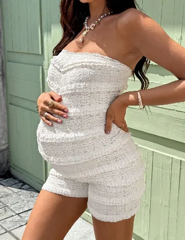 Salopeta SHEIN Maternity, alb