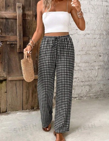 Pantaloni SHEIN, negru/alb