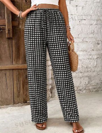 Pantaloni SHEIN, negru/alb