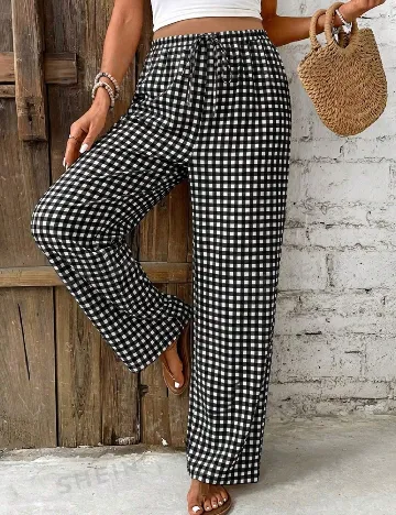 Pantaloni SHEIN, negru/alb