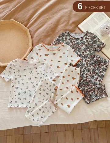 Set pijamale 3 bucati Shein Kids, mix culori