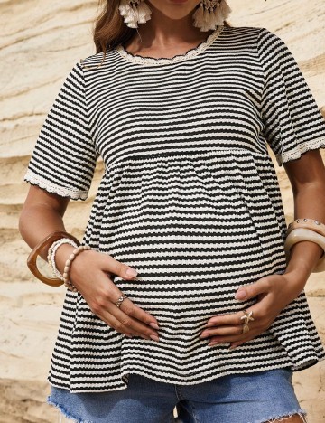Bluza SHEIN Maternity, negru/crem