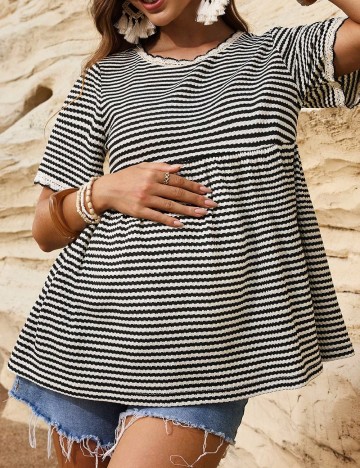 Bluza SHEIN Maternity, negru/crem