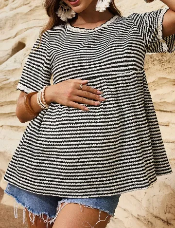 Bluza SHEIN Maternity, negru/crem