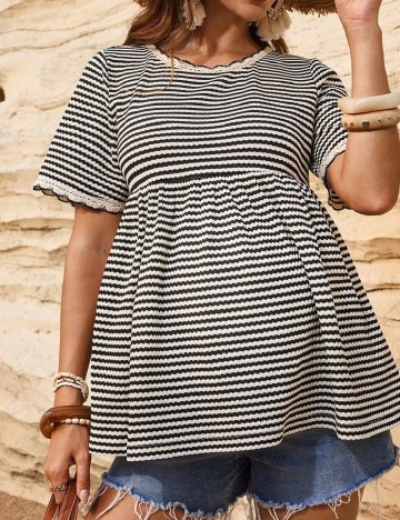 Bluza SHEIN Maternity, negru/crem