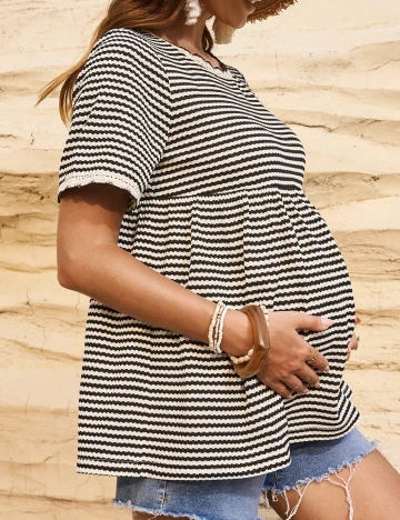 Bluza SHEIN Maternity, negru/crem