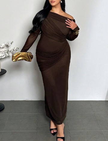 Rochie medie SHEIN CURVE, maro