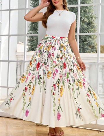 Fusta SHEIN CURVE, floral print