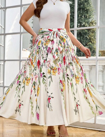 Fusta SHEIN CURVE, floral print