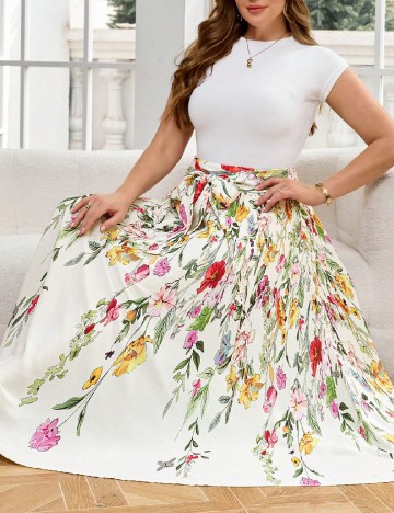Fusta SHEIN CURVE, floral print