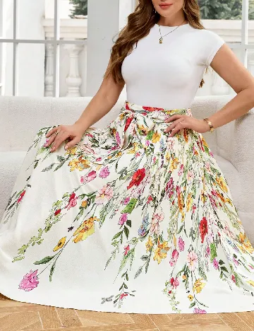 Fusta SHEIN CURVE, floral print