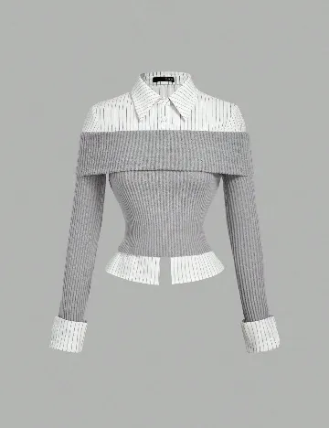 Bluza SHEIN, gri/alb