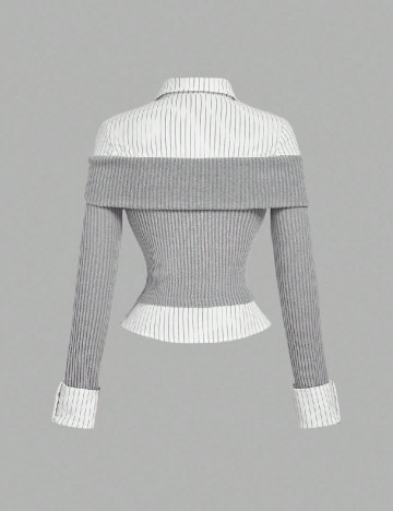 Bluza SHEIN, gri/alb