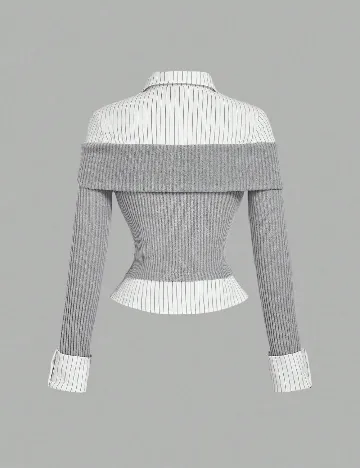 Bluza SHEIN, gri/alb