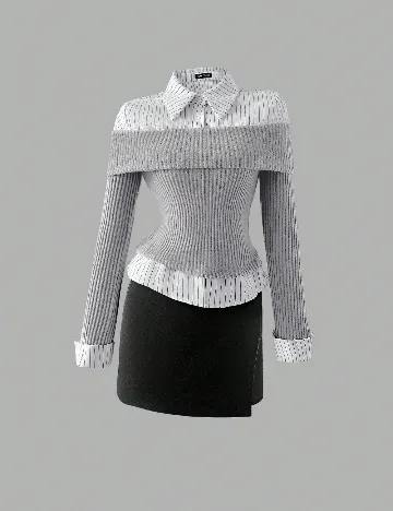 Bluza SHEIN, gri/alb