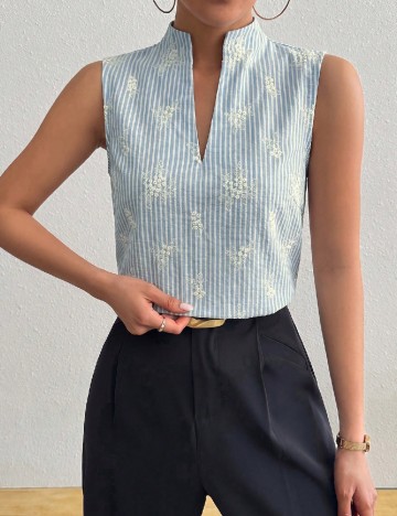 Bluza SHEIN, albastru/alb