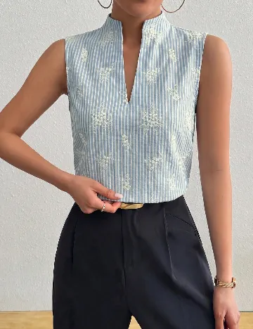 Bluza SHEIN, albastru/alb