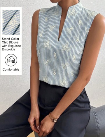Bluza SHEIN, albastru/alb