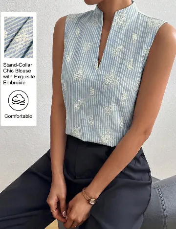 Bluza SHEIN, albastru/alb