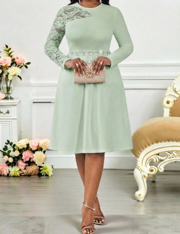 Rochie medie SHEIN CURVE, verde